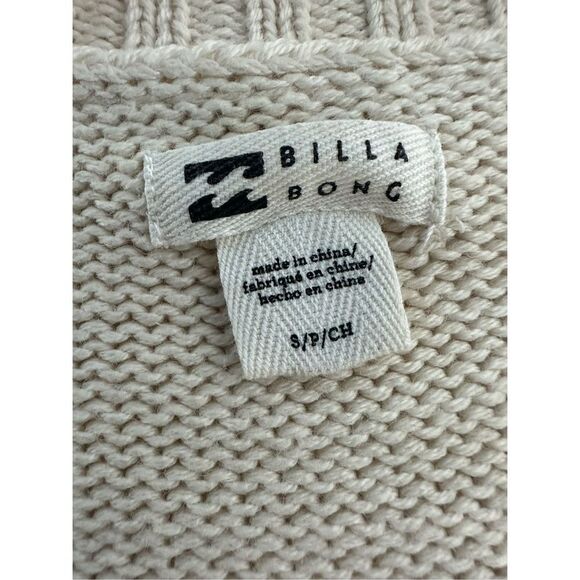 Billabong Women’s Cotton Blend Knit Crop Cardigan Buttoned Sz S Oversized - Picture 6 of 11